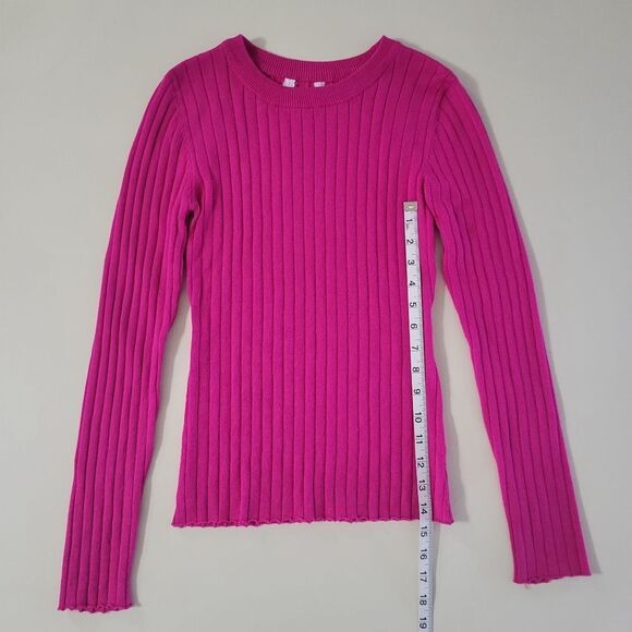 No Boundaries Women's Pink Ribbed-Knit Long Sleeve Pullover Sweater - Picture 5 of 13
